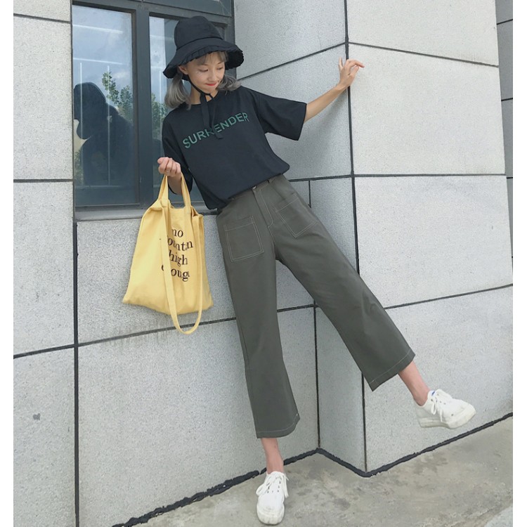 8261, lockere, gerade Jeans mit weitem Bein und Taschen-1