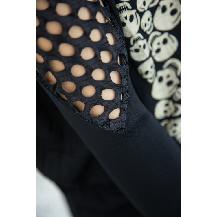 J72949 Großes T-Shirt im koreanischen Stil mit Totenkopf-Aufdruck und aushöhlendem Schulterausschnitt-6