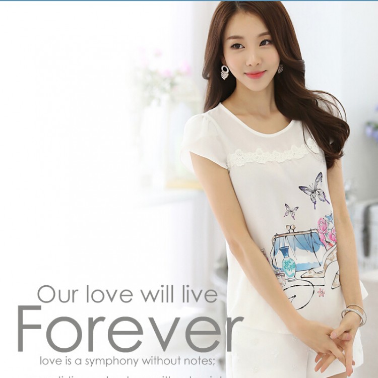 TE1527WSSP Sommer-Chiffonhemd mit Spitzenspleißdruck-4