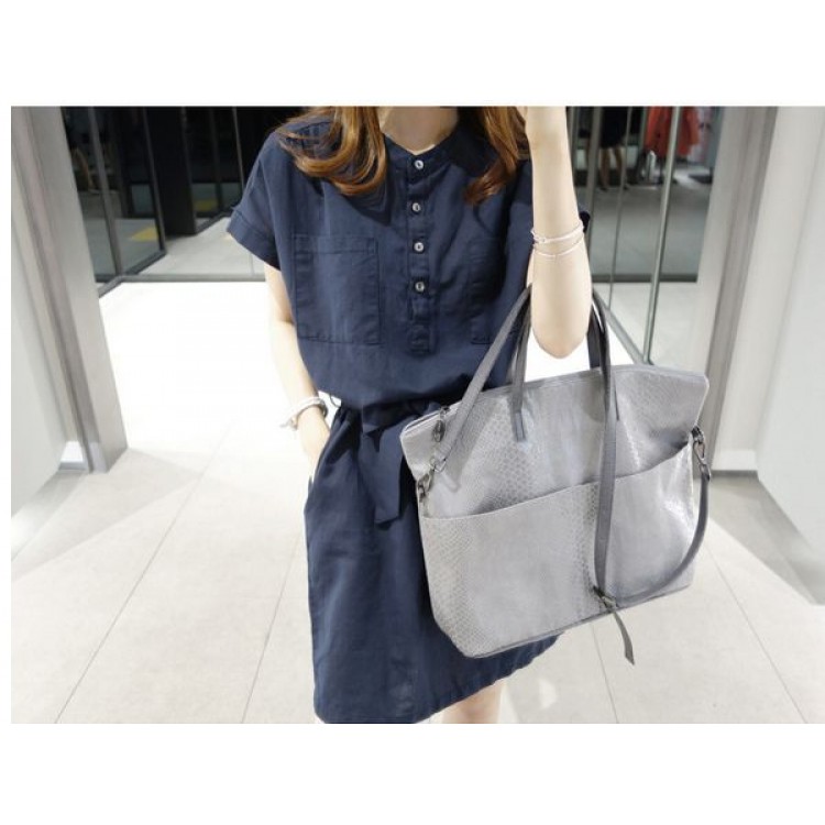 TE2612 Koreanische Mode reine Farbe Schnürung schlank warten Temperament Kleid-1