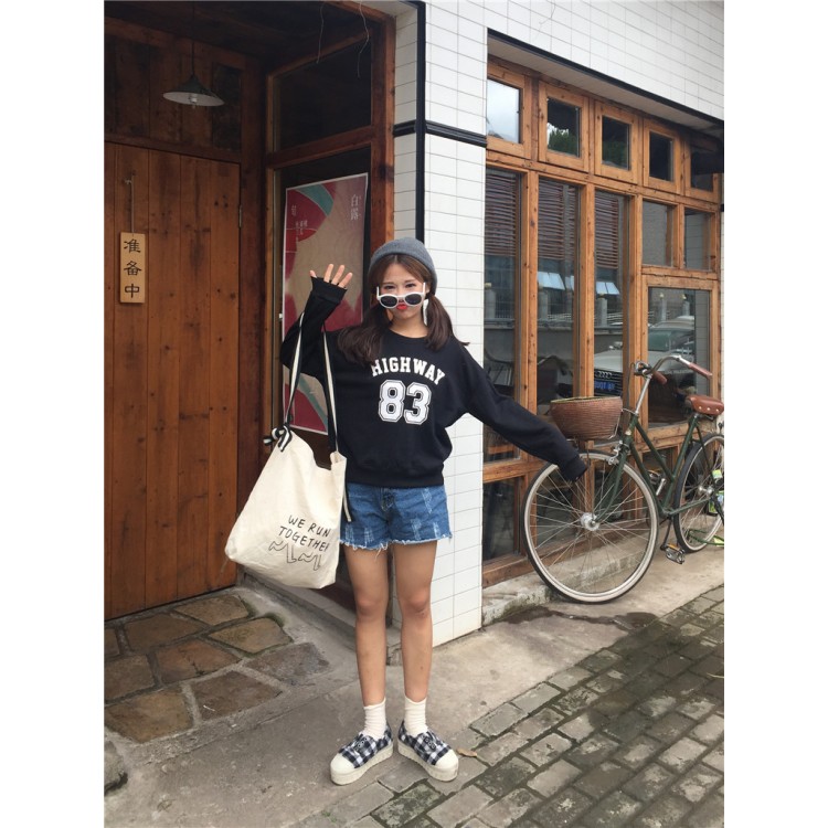 TE6223MDFS Langarm-Sweatshirt im koreanischen Mode-Preppy-Stil mit Buchstabendruck-7