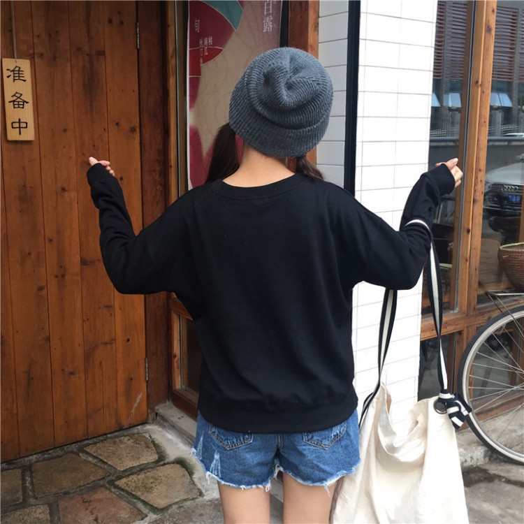 TE6223MDFS Langarm-Sweatshirt im koreanischen Mode-Preppy-Stil mit Buchstabendruck-8