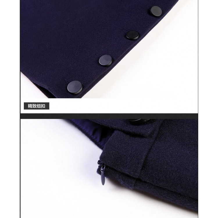 TE6512YZS Wollkleid mit Schleife und A-Linie im euramerikanischen Stil mit Hosenträgern-6