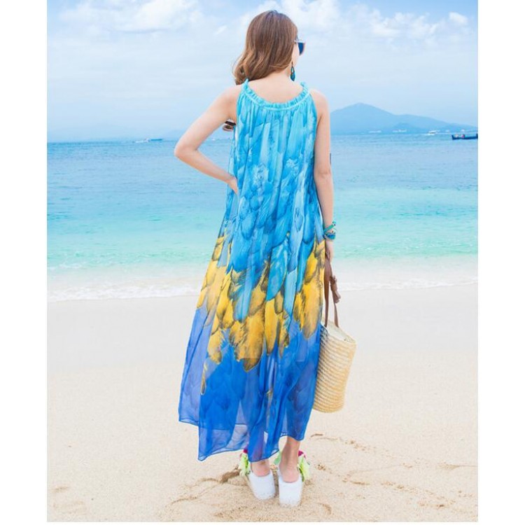 TE8655MSJ Bohemia Chiffon-Strandkleid mit Farbverlaufsdruck-6