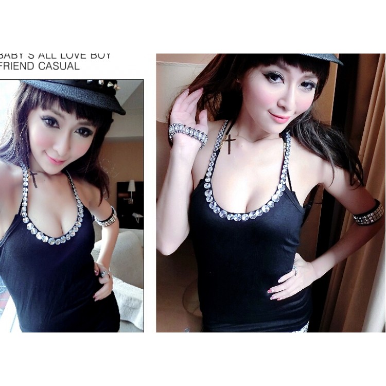 TE9340 Sexy Weste mit Strasssteinen und Schleife am Rücken-3